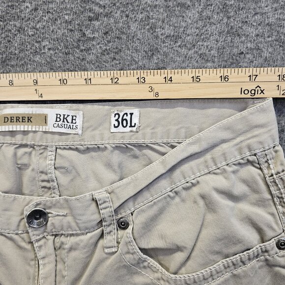 BKE Casuals Derek Straight Leg Khakis Mens Size 36L (36x31.5) Beige 100% Cotton - Picture 7 of 10